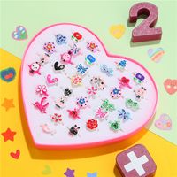 Children's Ring Heart Boxed Alloy Dripping Oil Adjustable 36 Ring Combination main image 2