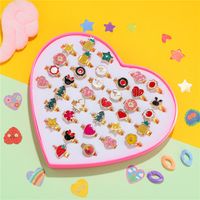 Children's Ring Heart Boxed Alloy Dripping Oil Adjustable 36 Ring Combination main image 3
