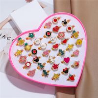 Children's Ring Heart Boxed Alloy Dripping Oil Adjustable 36 Ring Combination main image 4
