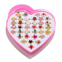 Children's Ring Heart Boxed Alloy Dripping Oil Adjustable 36 Ring Combination main image 6