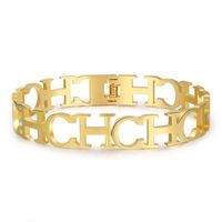 Nouveau Bracelet En Acier Titane Creux Alphabet Anglais main image 1