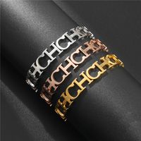 New English Alphabet Hollow Titanium Steel Bracelet main image 3