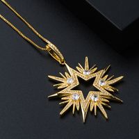 Fashion Copper Micro-inlaid Zircon Snowflake Hollow Five-pointed Star Necklace Accessories main image 3