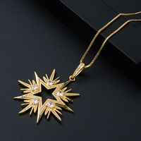 Fashion Copper Micro-inlaid Zircon Snowflake Hollow Five-pointed Star Necklace Accessories main image 4