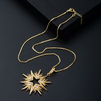 Fashion Copper Micro-inlaid Zircon Snowflake Hollow Five-pointed Star Necklace Accessories main image 5