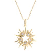 Fashion Copper Micro-inlaid Zircon Snowflake Hollow Five-pointed Star Necklace Accessories main image 6