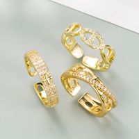 New European And American Geometric Open Ring Brass Inlaid Zircon Ring Female main image 1