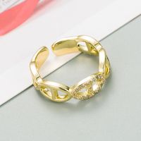 New European And American Geometric Open Ring Brass Inlaid Zircon Ring Female main image 5
