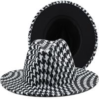 New Style Houndstooth Woolen Hat Fashion Jazz Hat Wide Brim Top Hat main image 3