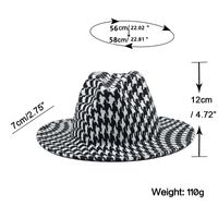 New Style Houndstooth Woolen Hat Fashion Jazz Hat Wide Brim Top Hat main image 4