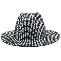 New Style Houndstooth Woolen Hat Fashion Jazz Hat Wide Brim Top Hat main image 5