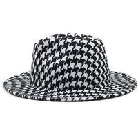 New Style Houndstooth Woolen Hat Fashion Jazz Hat Wide Brim Top Hat main image 6
