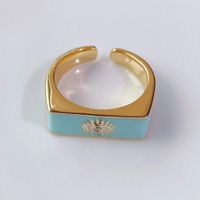 Modetrendring 18k Vergoldeter Öltropfen Einfacher Augenöffnung Verstellbarer Weiblicher Ring sku image 2