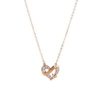 Fashion Clavicle Chain Endless Heart-shaped Zircon Pendant Copper Necklace sku image 1