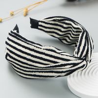 Korean Fashion Stripes Color-blocking Fabric Cross-knot Headband sku image 1