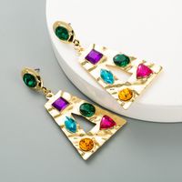 European And American Fashion Heart-shaped Earrings Alloy Paint Color Rhinestone Earrings sku image 2