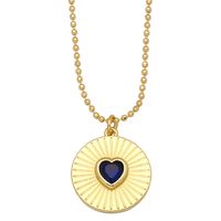 Creative Personality Round Card Heart Zircon Sweater Chain Copper Necklace sku image 2