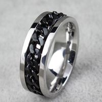 Fashion Contrast Color Rotating Titanium Steel Twisted Ring main image 1