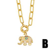 Vintage Thick Chain Necklace Hip Hop Simple Heart Elephant Copper Necklace sku image 2