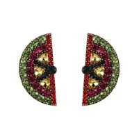 New Creative Jewelry Rhinestone Crystal Orange Stud Earrings Fruit Earrings sku image 2