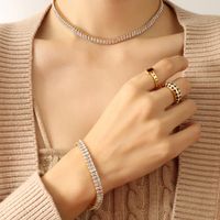 Solid Color Retro Colored Diamond Zircon Inlaid Necklace Bracelet Titanium Steel Jewelry sku image 9