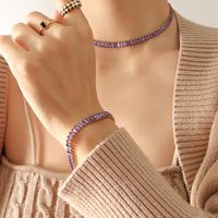 European And American Style Solid Color Retro Color Zircon Necklace Bracelet sku image 16