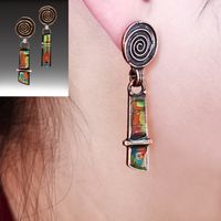 Retro Creative Spiral Colored Glass Earrings Bohemian Personalized Earrings sku image 1