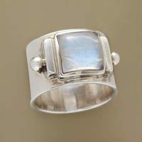 Retro Moonstone Ring European And American Copper Inlaid Gemstone Ring sku image 1