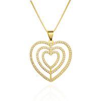 Fashion New Heart Inlaid Zirconium Pendant Fashion Nested Copper Necklace sku image 1