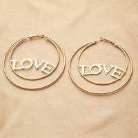 European And American Hollow Circle Letter Love Pendant Earrings sku image 1