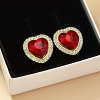 Full Diamond Heart Earrings Korean Version Of Crystal Mini Zircon Earrings sku image 4