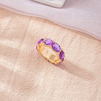 Korean Simple Fashion Gem Ring Design Sense Inlaid Zircon Ring Female sku image 2