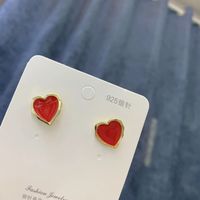 Fashion Simple Heart-shaped Solid Color Earrings main image 3