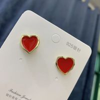 Fashion Simple Heart-shaped Solid Color Earrings sku image 1