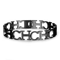 New English Alphabet Hollow Titanium Steel Bracelet sku image 4