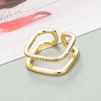 Mode Geometrischer Ring Weiblicher Kupfer Vergoldeter Mikroeingelegter Zirkon Paarring sku image 1