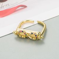 Fashion Geometric Ring Female Copper Gold-plated Micro-inlaid Zircon Couple Ring sku image 2