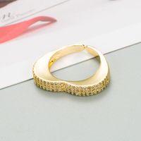 Mode Geometrischer Ring Weiblicher Kupfer Vergoldeter Mikroeingelegter Zirkon Paarring sku image 3
