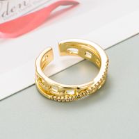 New European And American Geometric Open Ring Brass Inlaid Zircon Ring Female sku image 1