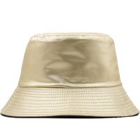 Retro Solid Color Leather Double-sided Fisherman Hat Basin Hat sku image 1