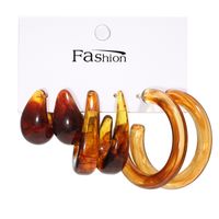 Fashion Geometric Three-dimensional C-shaped Creative Earrings 3 Pairs Set sku image 5