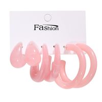 Fashion Geometric Three-dimensional C-shaped Creative Earrings 3 Pairs Set sku image 7