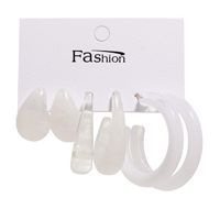 Fashion Geometric Three-dimensional C-shaped Creative Earrings 3 Pairs Set sku image 9