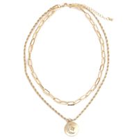 Creative Stacking Multi-layer Round Moon Tag Double-layer Inlaid Rhinestone Necklace sku image 1