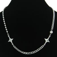 Creative Splicing Titanium Steel Shiny Star Bead Chain Short Necklace sku image 1