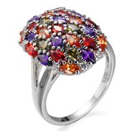 Fashion Light Luxury Ring European And American Retro Design Ring Trend Color Diamond Rings sku image 1