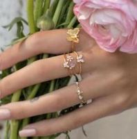 Neu Open Joint Ring Butterfly Ring Set 5-teiliges Set Retro Crystal Ring main image 2