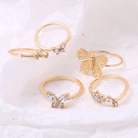 New Open Joint Ring Butterfly Ring Set 5 Piece Set Retro Crystal Ring main image 3