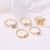 Neu Open Joint Ring Butterfly Ring Set 5-teiliges Set Retro Crystal Ring main image 4