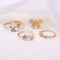 Neu Open Joint Ring Butterfly Ring Set 5-teiliges Set Retro Crystal Ring main image 5